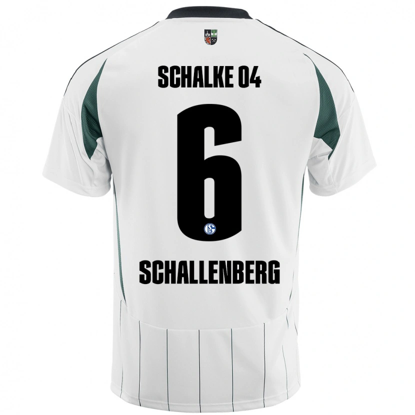 Danxen Homme Maillot Ron Schallenberg #6 Blanc Vert Tenues Extérieur 2024/25 T-Shirt