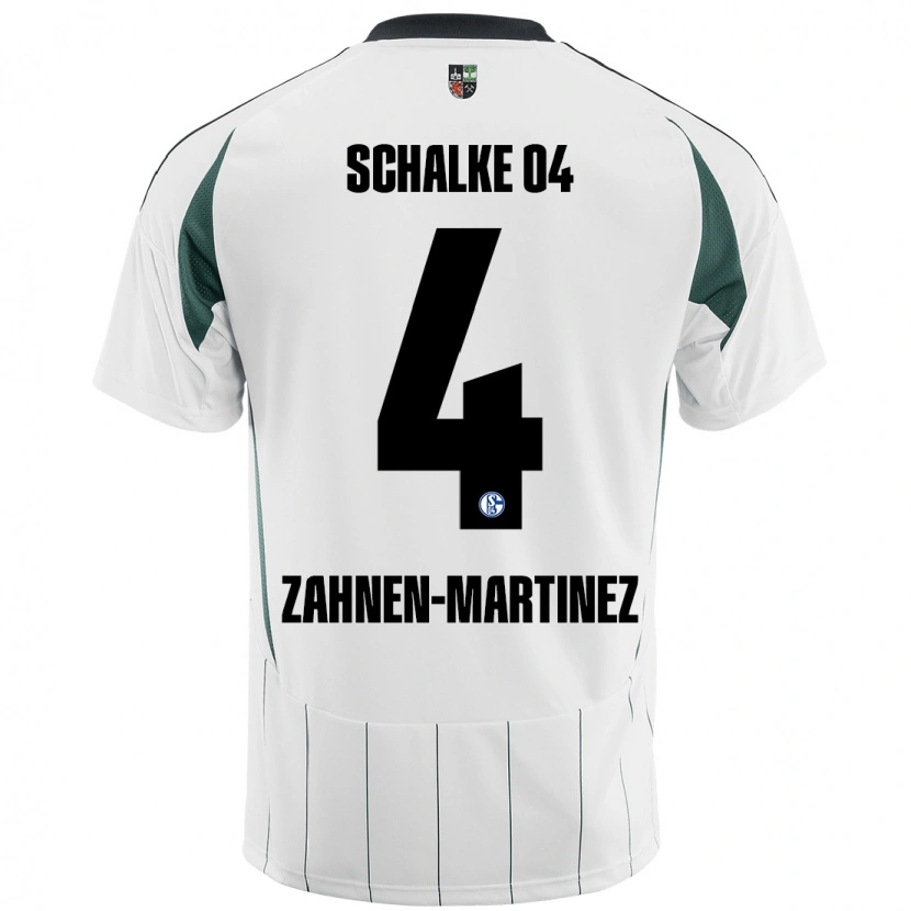 Danxen Homme Maillot Pablo Zahnen-Martinez #4 Blanc Vert Tenues Extérieur 2024/25 T-Shirt