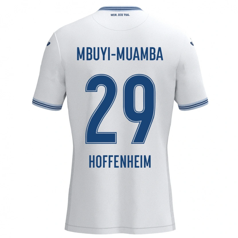 Danxen Homme Maillot Hubert Mbuyi-Muamba #29 Blanc Bleu Tenues Extérieur 2024/25 T-Shirt