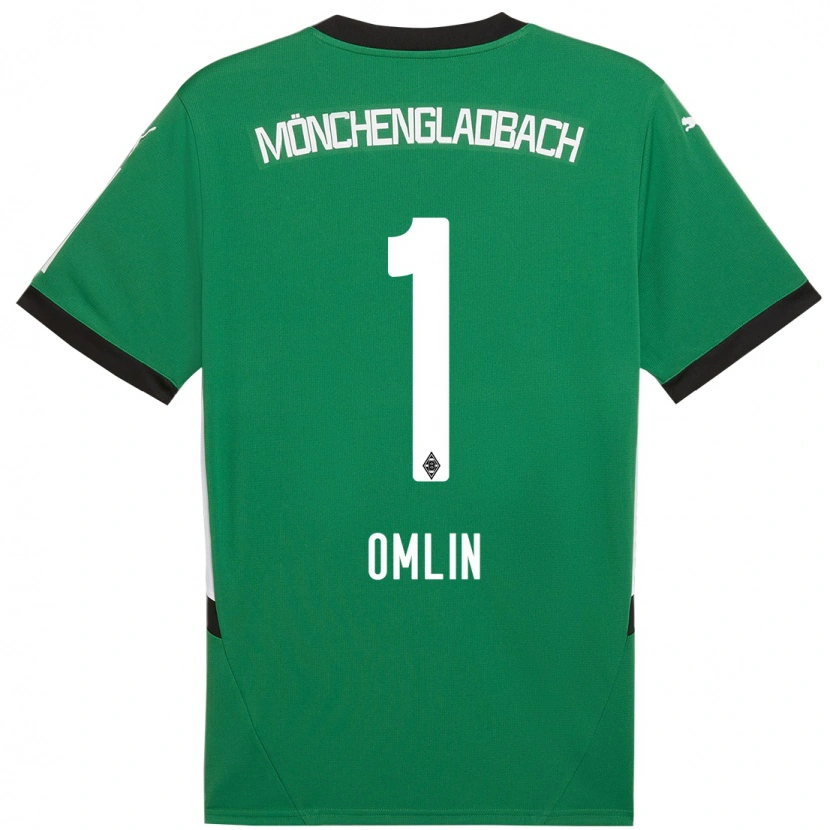 Danxen Homme Maillot Jonas Omlin #1 Vert Blanc Tenues Extérieur 2024/25 T-Shirt