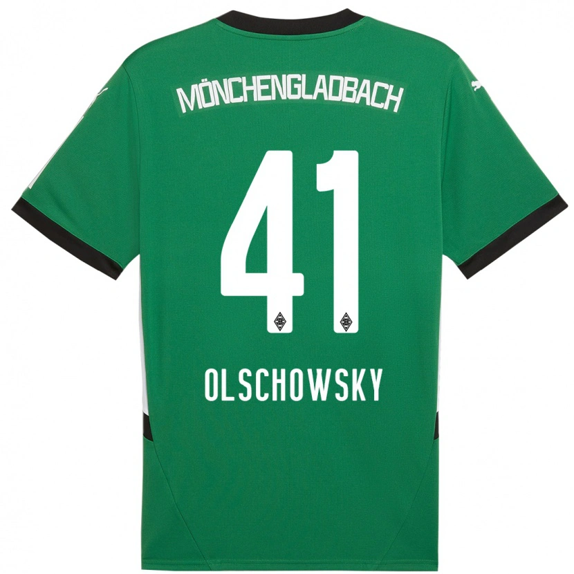 Danxen Homme Maillot Jan Olschowsky #41 Vert Blanc Tenues Extérieur 2024/25 T-Shirt