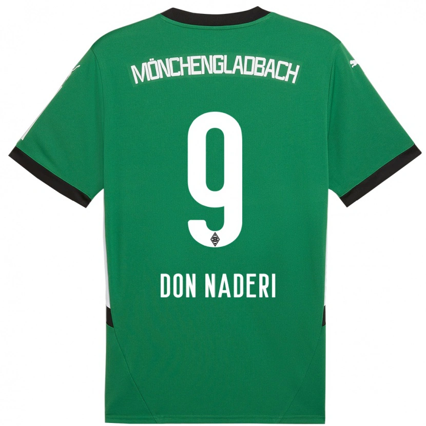 Danxen Homme Maillot Ryan Naderi #9 Vert Blanc Tenues Extérieur 2024/25 T-Shirt