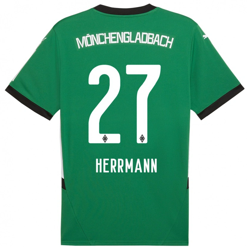 Danxen Homme Maillot Michelle Herrmann #27 Vert Blanc Tenues Extérieur 2024/25 T-Shirt