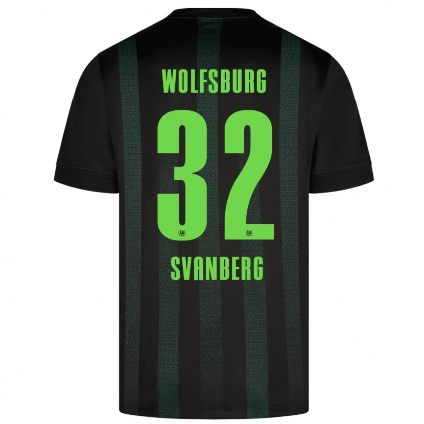 Danxen Homme Maillot Mattias Svanberg #32 Vert Foncé Tenues Extérieur 2024/25 T-Shirt