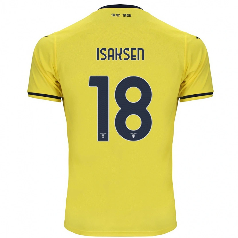 Danxen Homme Maillot Gustav Isaksen #18 Jaune Tenues Extérieur 2024/25 T-Shirt