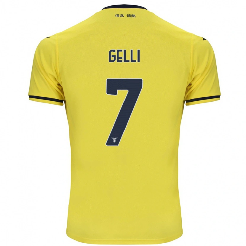 Danxen Homme Maillot Valerio Gelli #7 Jaune Tenues Extérieur 2024/25 T-Shirt