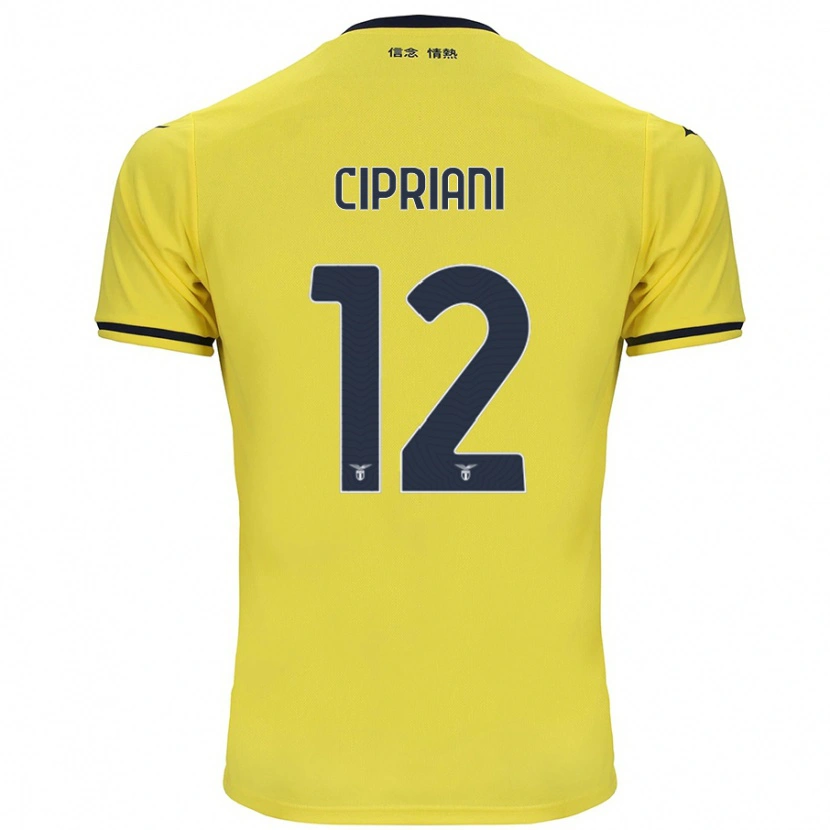 Danxen Homme Maillot Alessio Cipriani #12 Jaune Tenues Extérieur 2024/25 T-Shirt