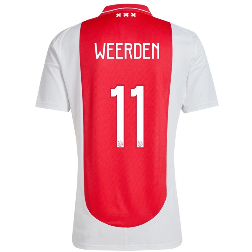 Danxen Femme Maillot Ashleigh Weerden #11 Rouge Blanc Tenues Domicile 2024/25 T-Shirt