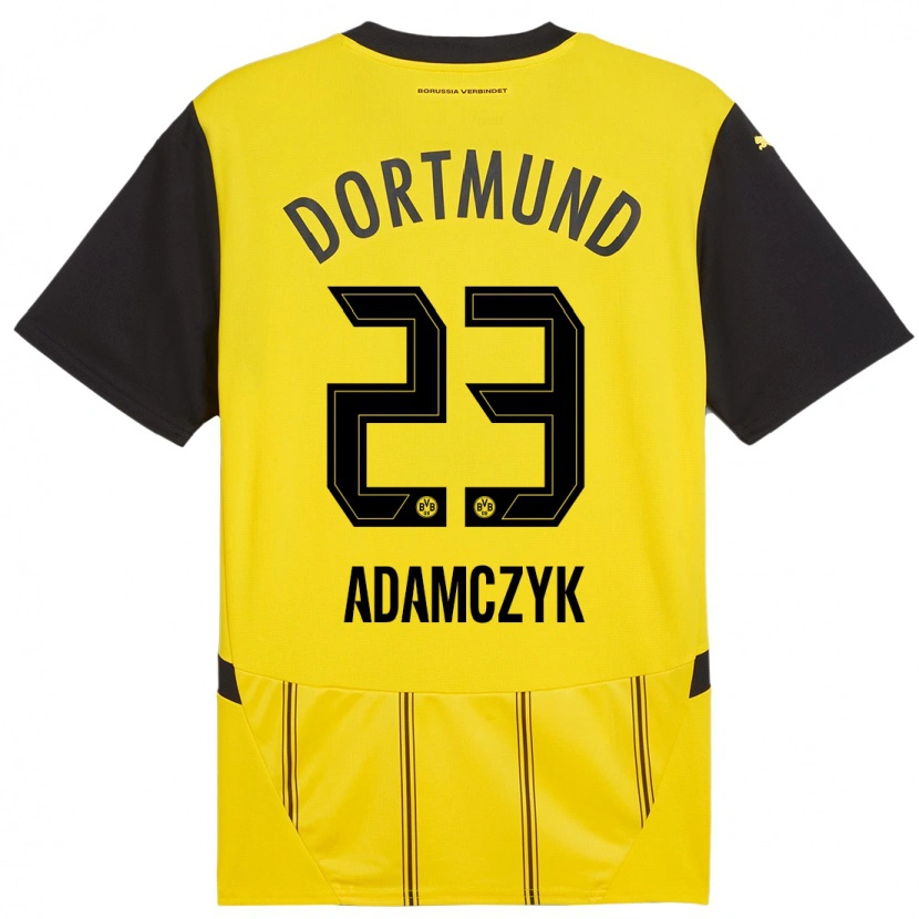 Danxen Femme Maillot Nico Adamczyk #23 Jaune Noir Tenues Domicile 2024/25 T-Shirt