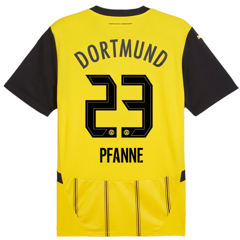 Danxen Femme Maillot Franz Pfanne #23 Jaune Noir Tenues Domicile 2024/25 T-Shirt