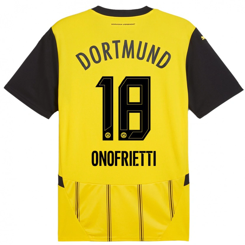 Danxen Femme Maillot Vincenzo Onofrietti #18 Jaune Noir Tenues Domicile 2024/25 T-Shirt