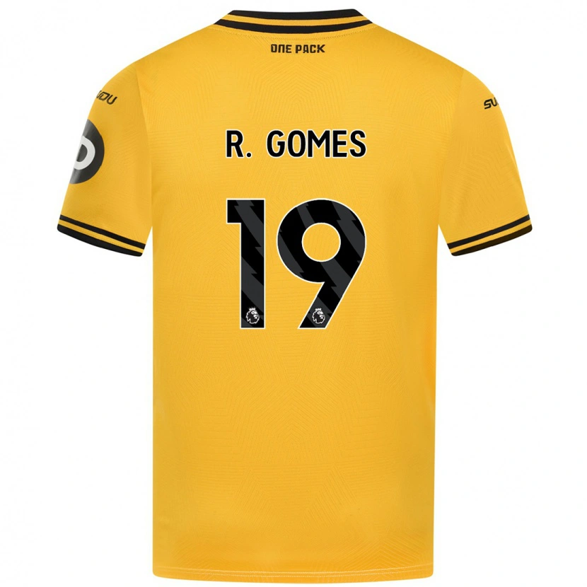 Danxen Femme Maillot Rodrigo Gomes #19 Jaune Tenues Domicile 2024/25 T-Shirt