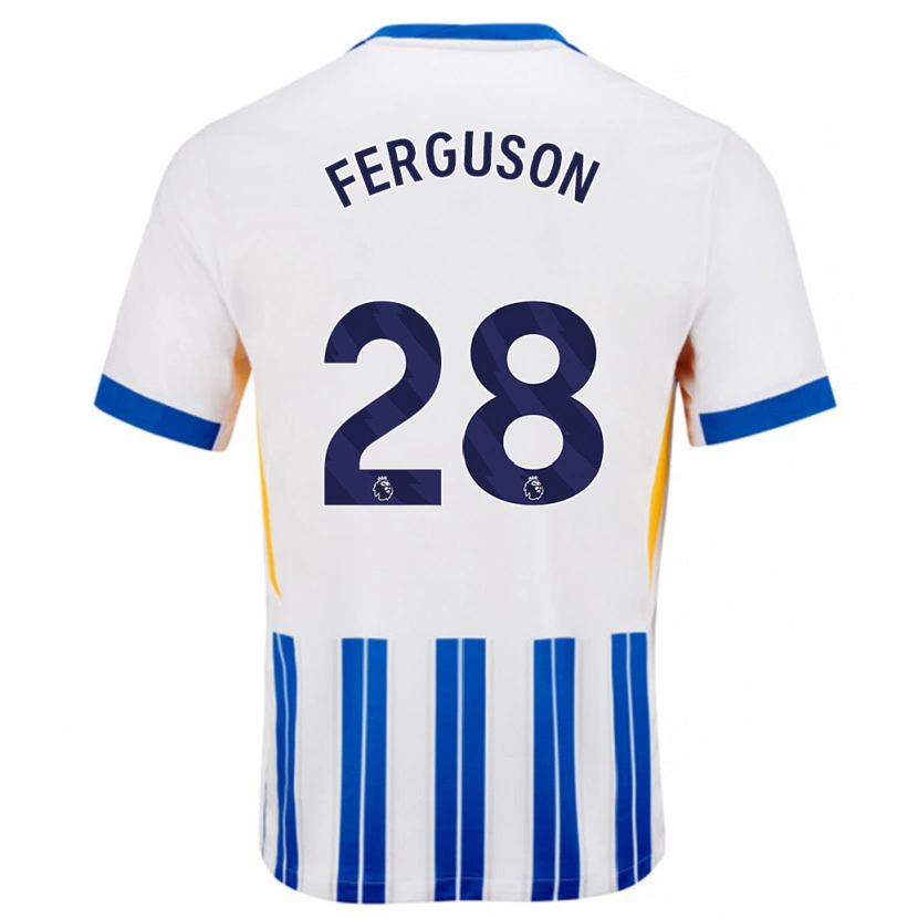 Danxen Femme Maillot Evan Ferguson #28 Blanc Bleu À Rayures Fines Tenues Domicile 2024/25 T-Shirt