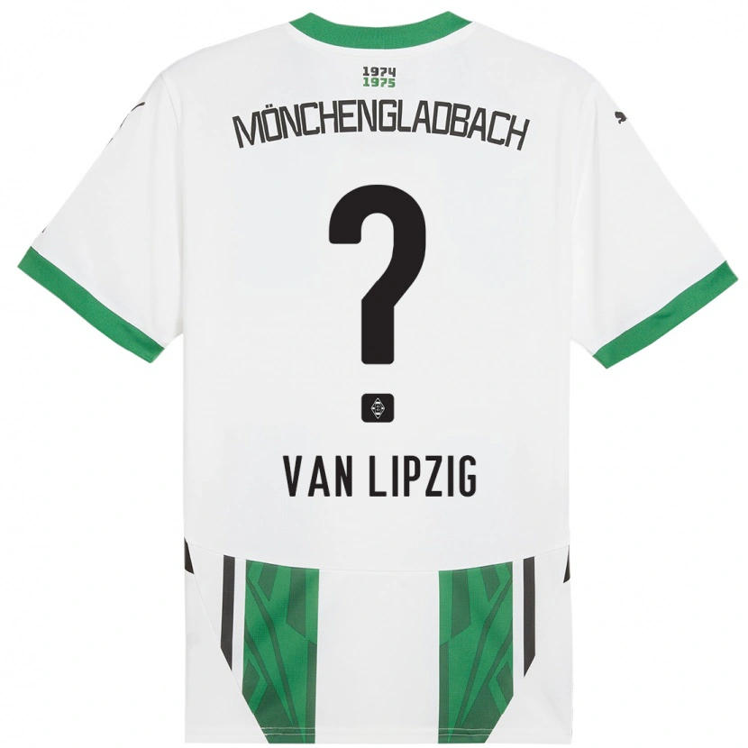 Danxen Femme Maillot Mika Van Lipzig #0 Blanc Vert Tenues Domicile 2024/25 T-Shirt