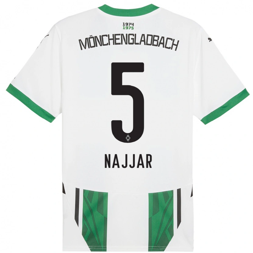 Danxen Femme Maillot Jamil Najjar #5 Blanc Vert Tenues Domicile 2024/25 T-Shirt