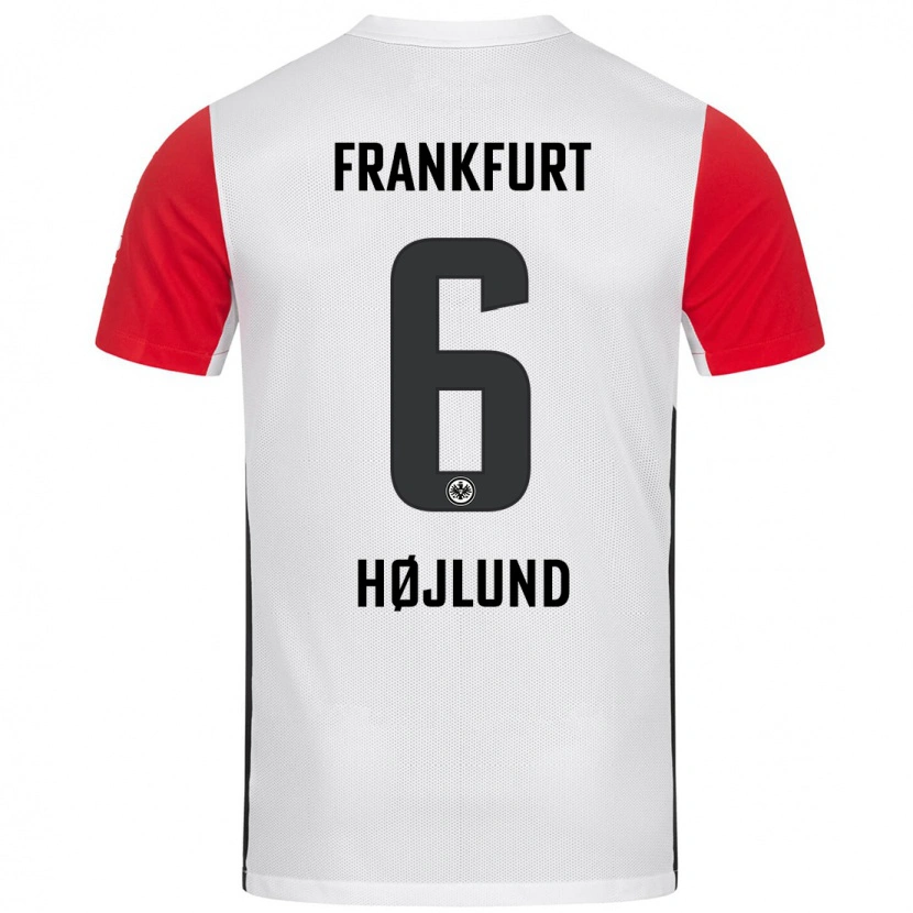 Danxen Femme Maillot Oscar Højlund #6 Blanc Rouge Tenues Domicile 2024/25 T-Shirt