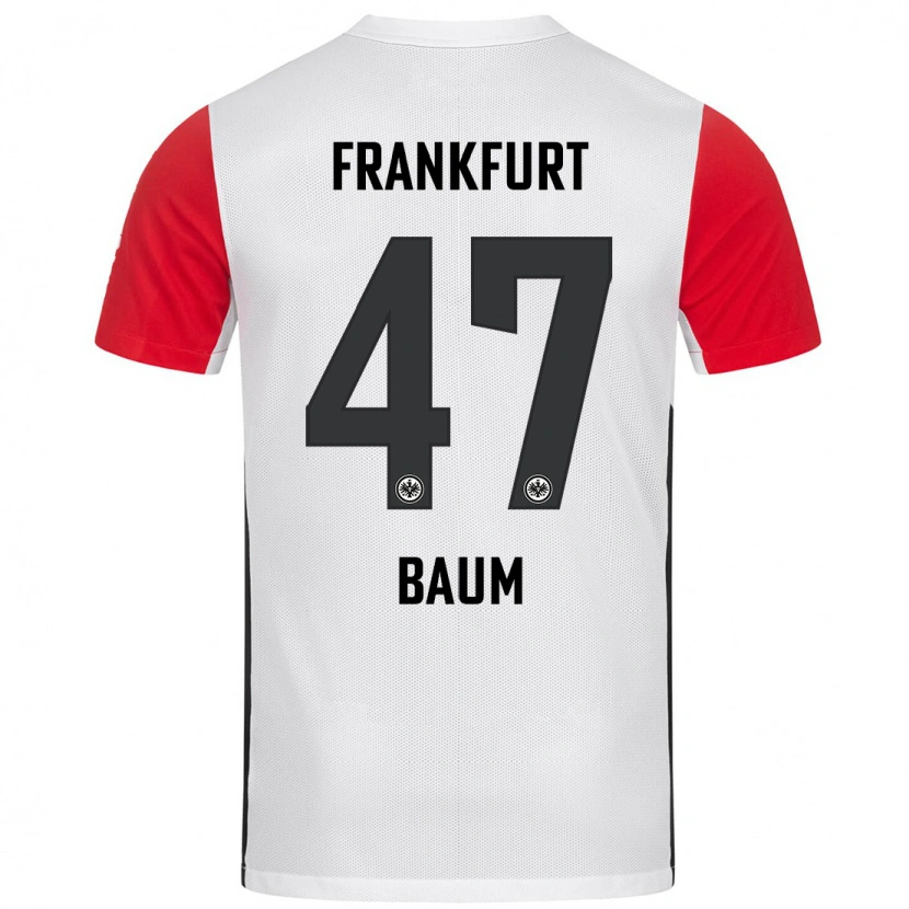 Danxen Femme Maillot Elias Baum #47 Blanc Rouge Tenues Domicile 2024/25 T-Shirt