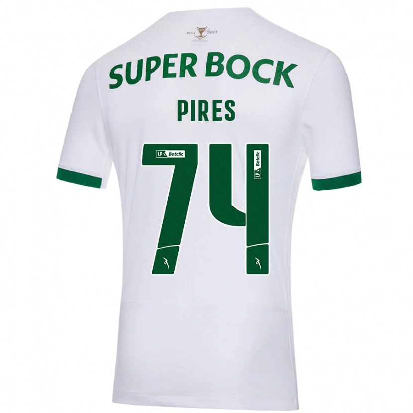 Danxen Femme Maillot Guilherme Pires #74 Blanc Vert Tenues Extérieur 2024/25 T-Shirt