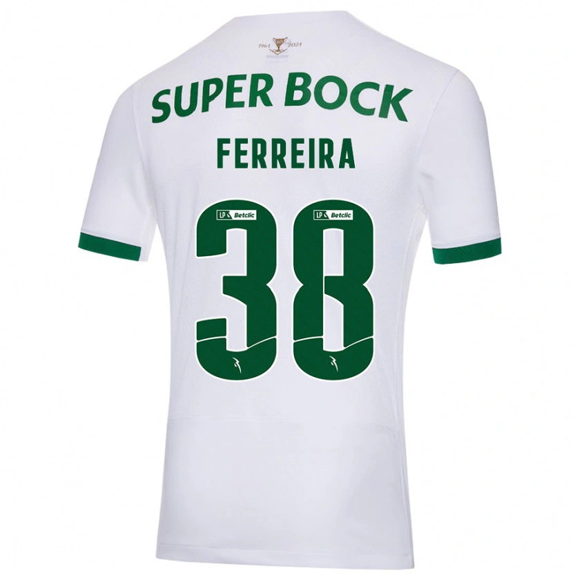 Danxen Femme Maillot Marta Ferreira #38 Blanc Vert Tenues Extérieur 2024/25 T-Shirt