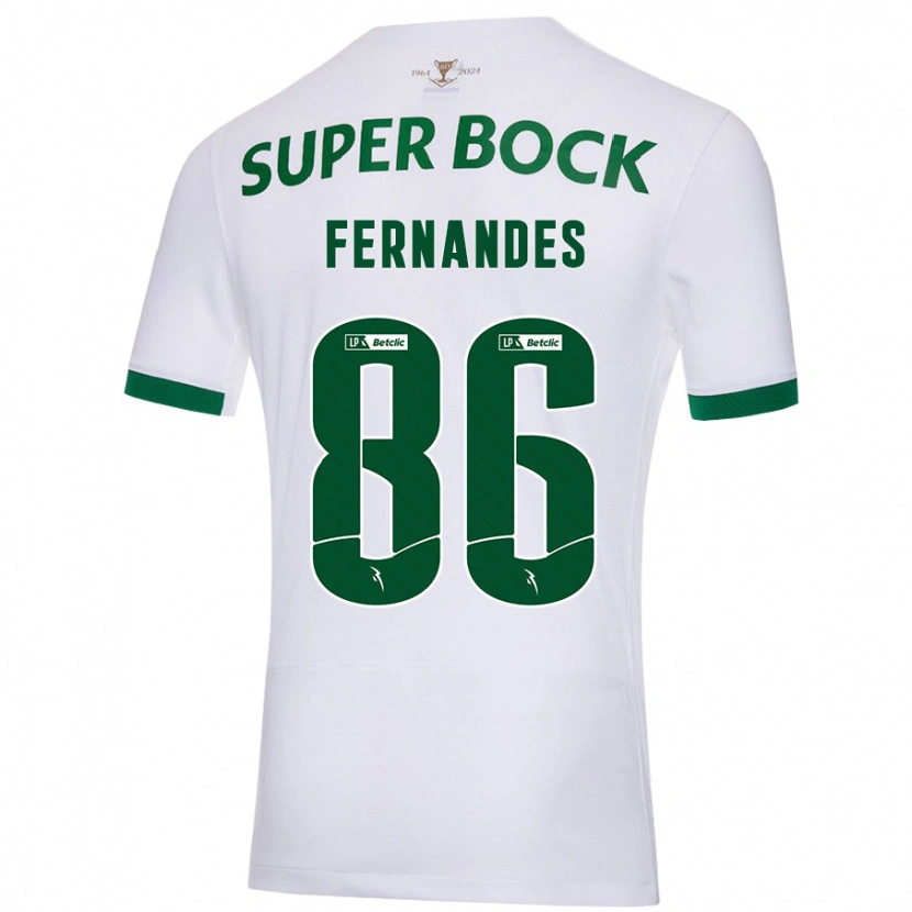 Danxen Femme Maillot Emanuel Fernandes #86 Blanc Vert Tenues Extérieur 2024/25 T-Shirt