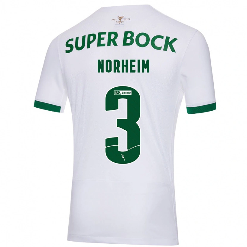 Danxen Femme Maillot Andrea Norheim #3 Blanc Vert Tenues Extérieur 2024/25 T-Shirt