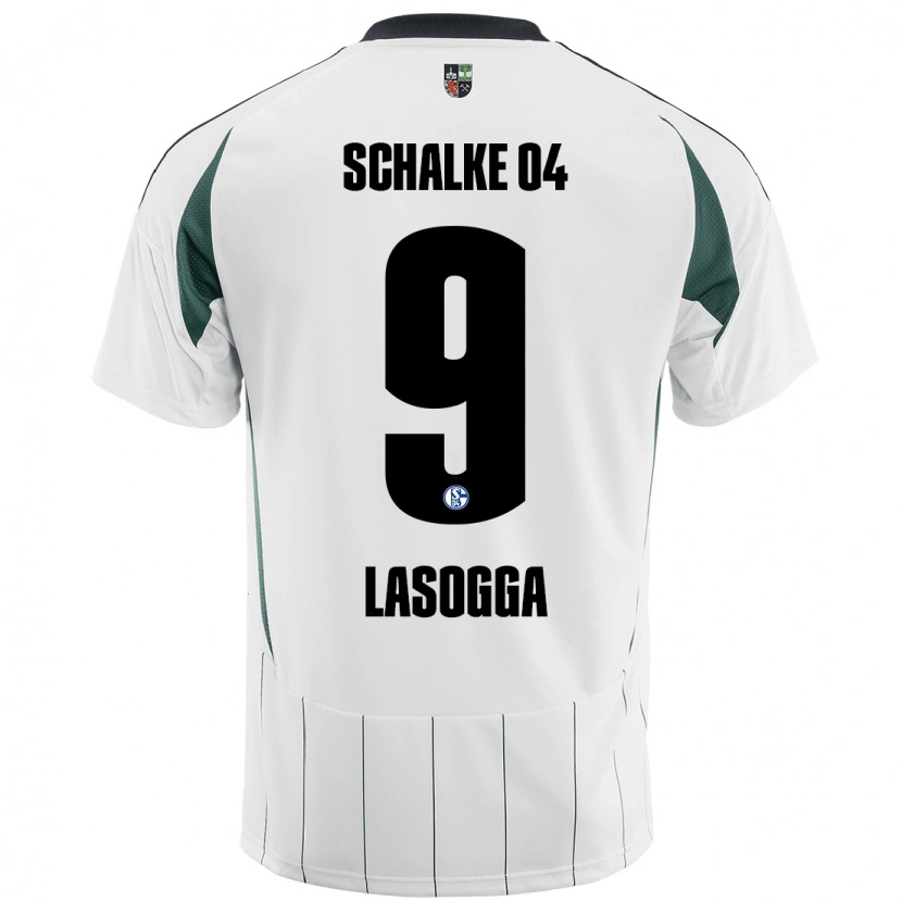 Danxen Femme Maillot Pierre-Michel Lasogga #9 Blanc Vert Tenues Extérieur 2024/25 T-Shirt