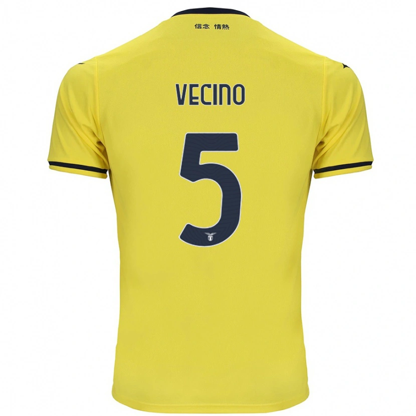 Danxen Femme Maillot Matías Vecino #5 Jaune Tenues Extérieur 2024/25 T-Shirt