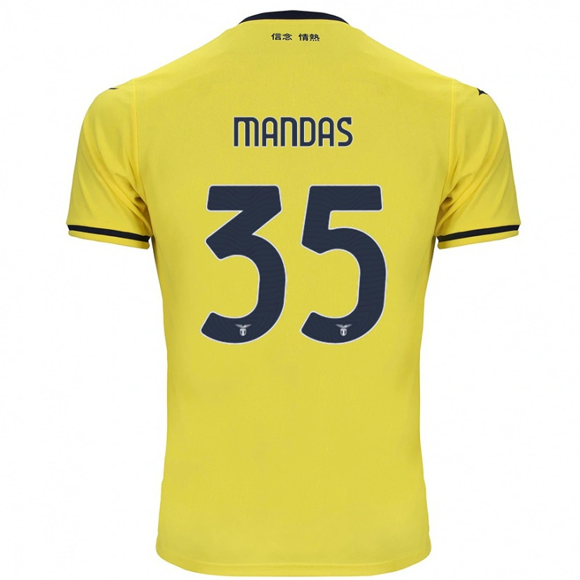 Danxen Femme Maillot Christos Mandas #35 Jaune Tenues Extérieur 2024/25 T-Shirt