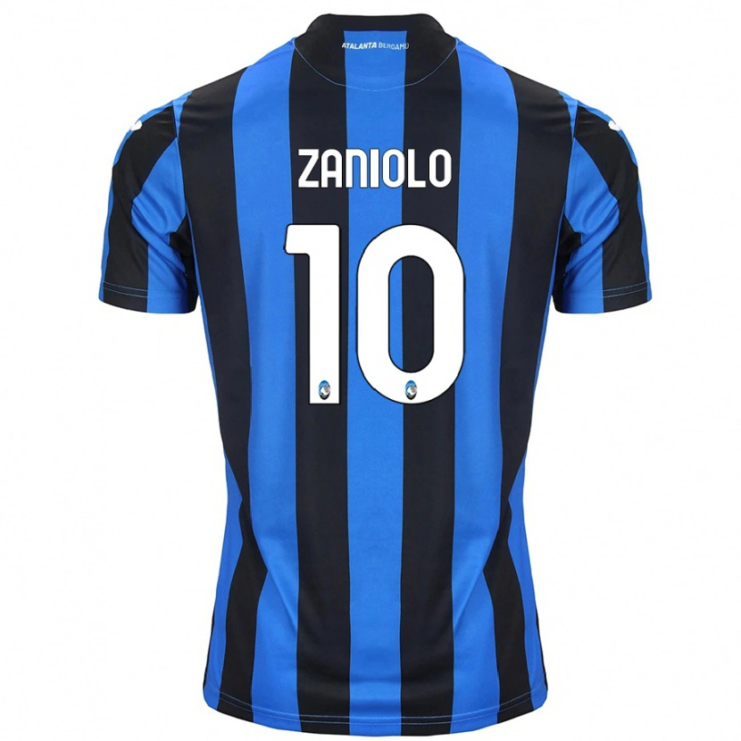 Danxen Enfant Maillot Nicolò Zaniolo #10 Bleu Noir Tenues Domicile 2024/25 T-Shirt