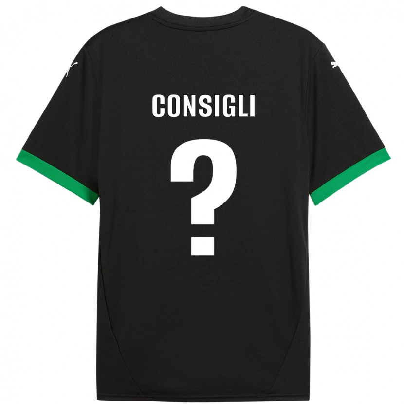 Danxen Enfant Maillot Andrea Consigli #0 Noir Vert Foncé Tenues Domicile 2024/25 T-Shirt