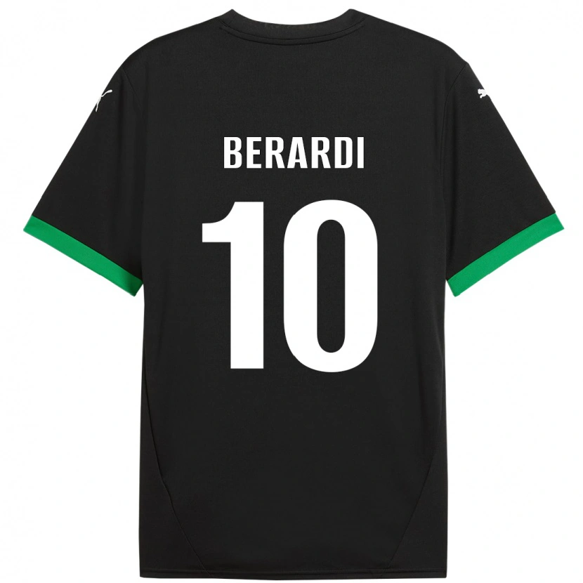 Danxen Enfant Maillot Domenico Berardi #10 Noir Vert Foncé Tenues Domicile 2024/25 T-Shirt