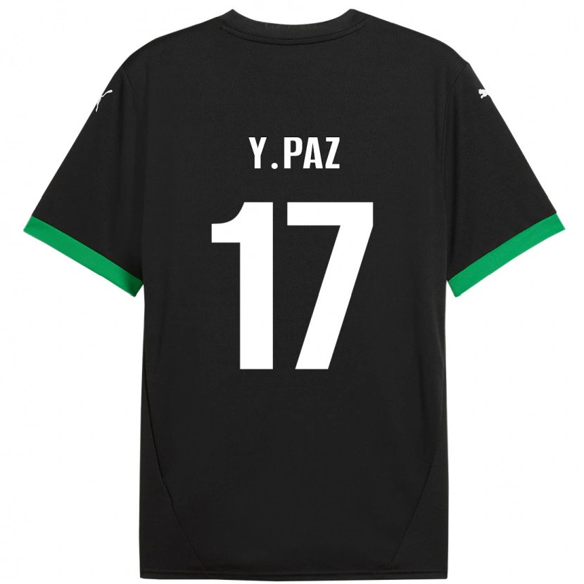 Danxen Enfant Maillot Yeferson Paz #17 Noir Vert Foncé Tenues Domicile 2024/25 T-Shirt