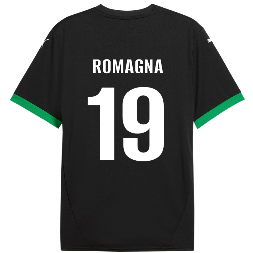 Danxen Enfant Maillot Filippo Romagna #19 Noir Vert Foncé Tenues Domicile 2024/25 T-Shirt