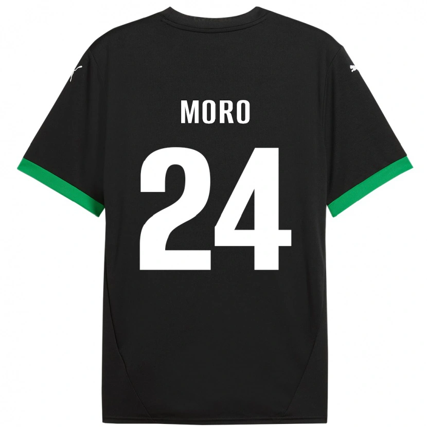 Danxen Enfant Maillot Luca Moro #24 Noir Vert Foncé Tenues Domicile 2024/25 T-Shirt