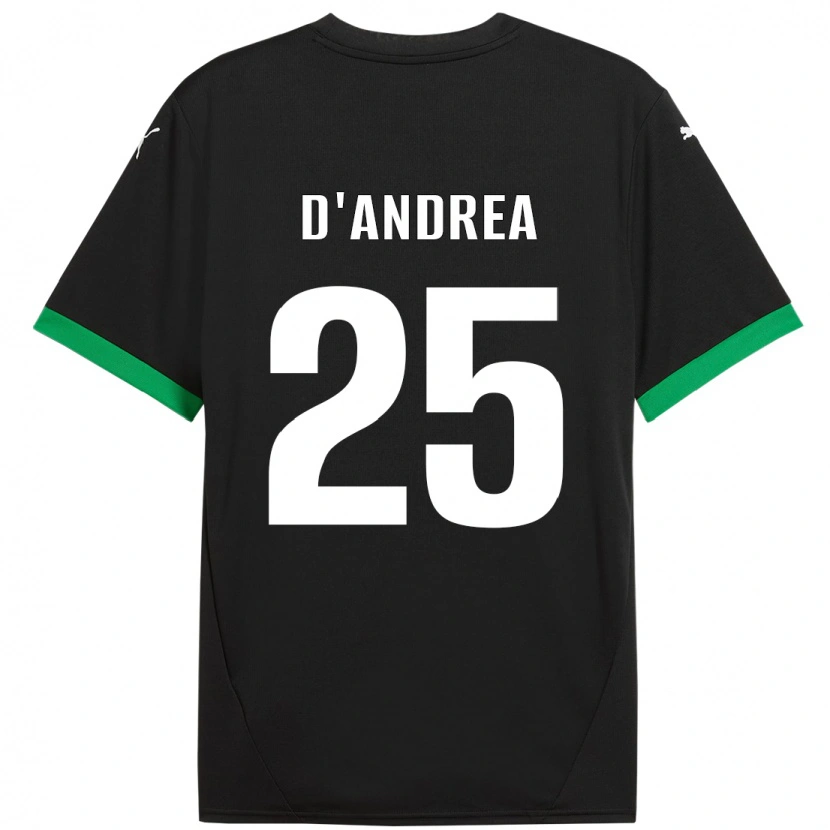 Danxen Enfant Maillot Luca D'andrea #25 Noir Vert Foncé Tenues Domicile 2024/25 T-Shirt