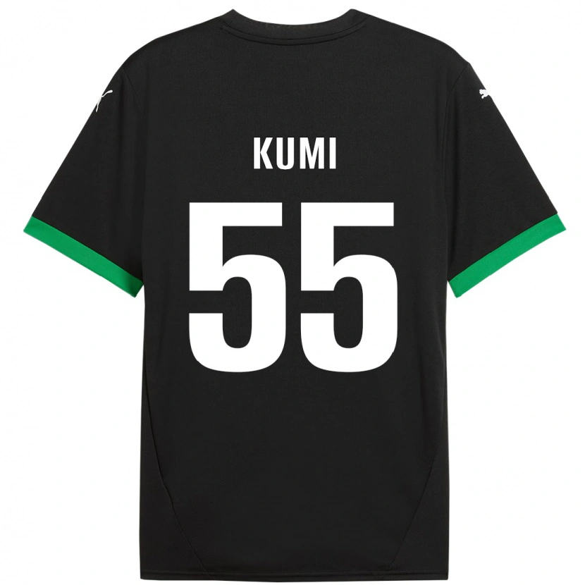 Danxen Enfant Maillot Justin Kumi #55 Noir Vert Foncé Tenues Domicile 2024/25 T-Shirt