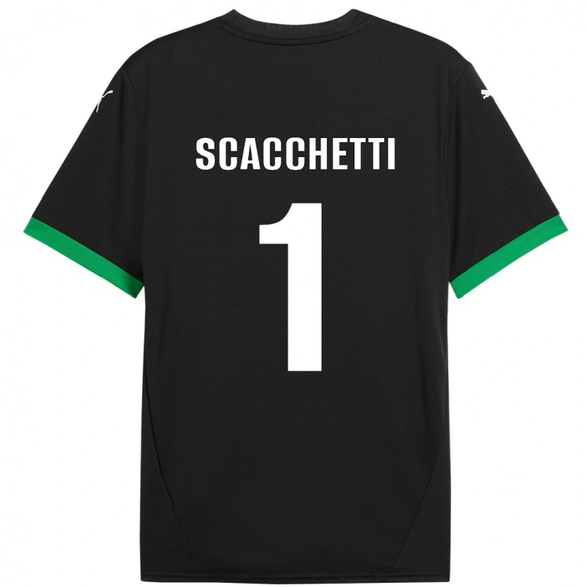 Danxen Enfant Maillot Alessandro Scacchetti #1 Noir Vert Foncé Tenues Domicile 2024/25 T-Shirt