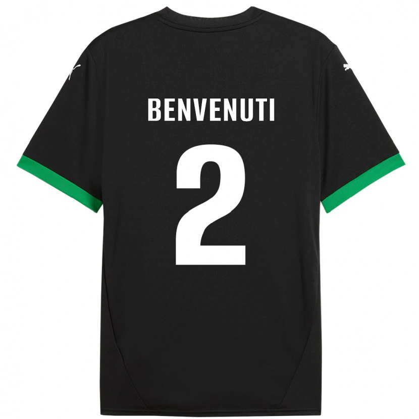 Danxen Enfant Maillot Giacomo Benvenuti #2 Noir Vert Foncé Tenues Domicile 2024/25 T-Shirt