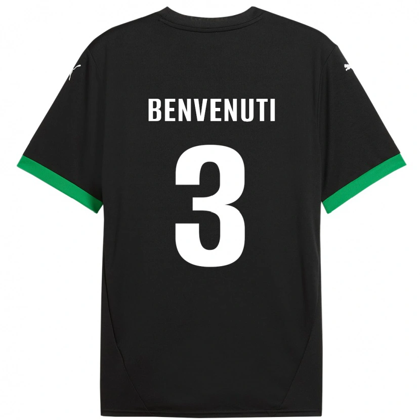 Danxen Enfant Maillot Tommaso Benvenuti #3 Noir Vert Foncé Tenues Domicile 2024/25 T-Shirt