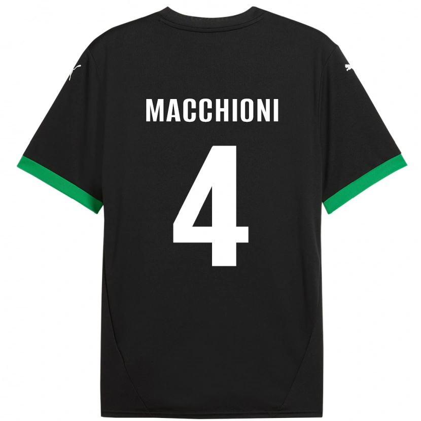 Danxen Enfant Maillot Tommaso Macchioni #4 Noir Vert Foncé Tenues Domicile 2024/25 T-Shirt