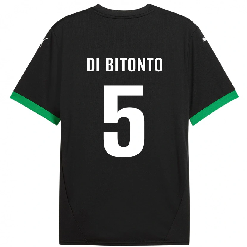 Danxen Enfant Maillot Alessandro Di Bitonto #5 Noir Vert Foncé Tenues Domicile 2024/25 T-Shirt