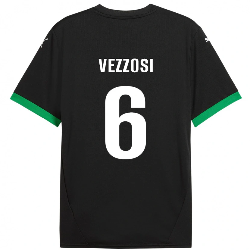 Danxen Enfant Maillot Giorgio Vezzosi #6 Noir Vert Foncé Tenues Domicile 2024/25 T-Shirt