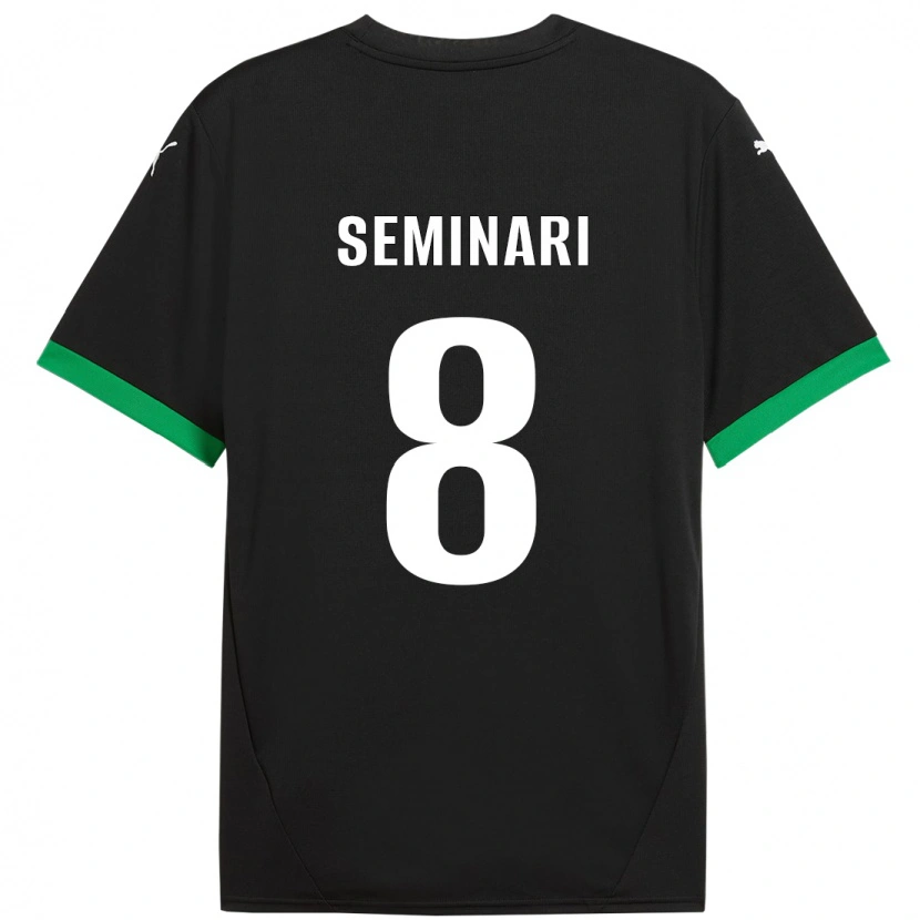 Danxen Enfant Maillot Giacomo Seminari #8 Noir Vert Foncé Tenues Domicile 2024/25 T-Shirt