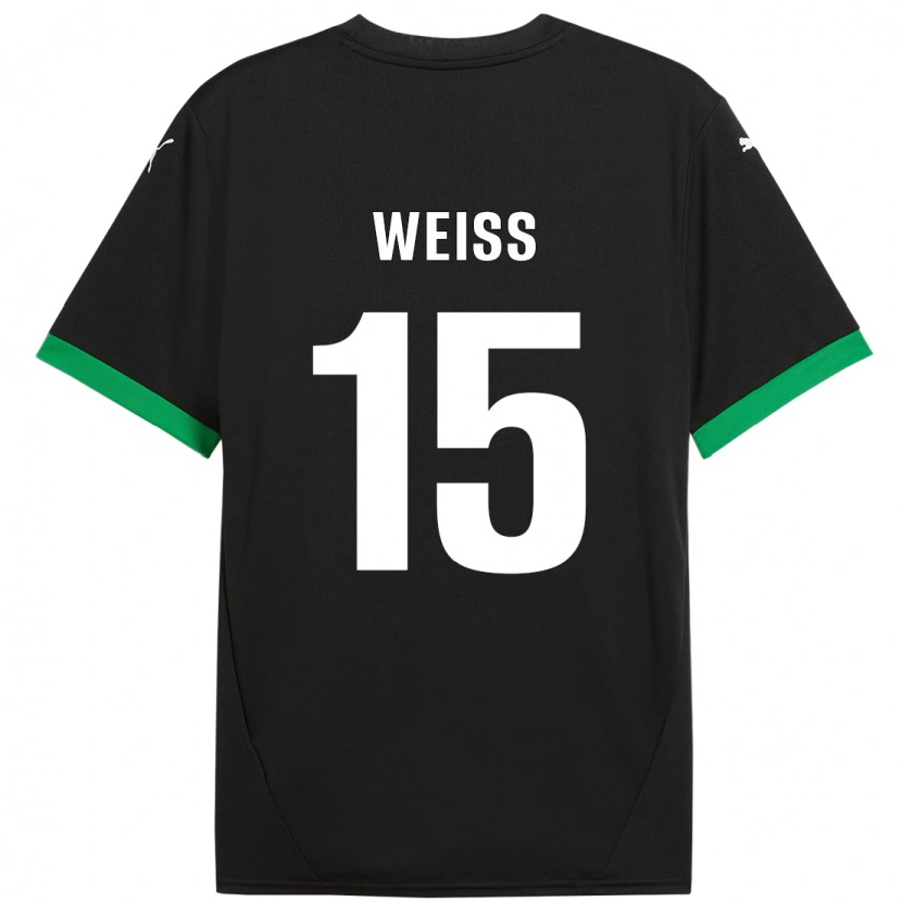 Danxen Enfant Maillot David Weiss #15 Noir Vert Foncé Tenues Domicile 2024/25 T-Shirt