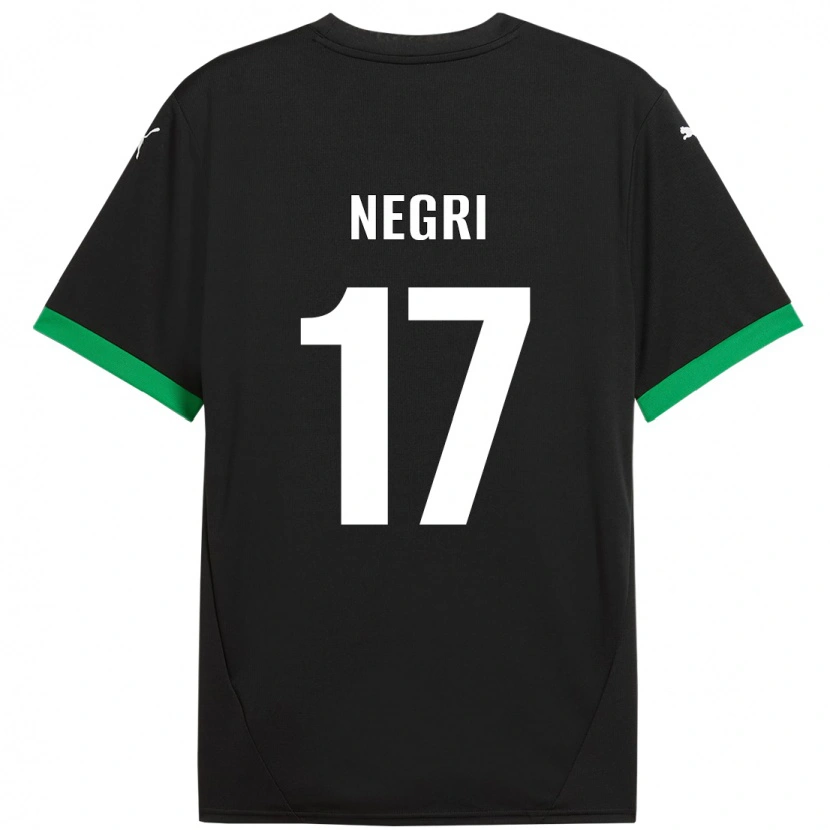 Danxen Enfant Maillot Gabriele Negri #17 Noir Vert Foncé Tenues Domicile 2024/25 T-Shirt