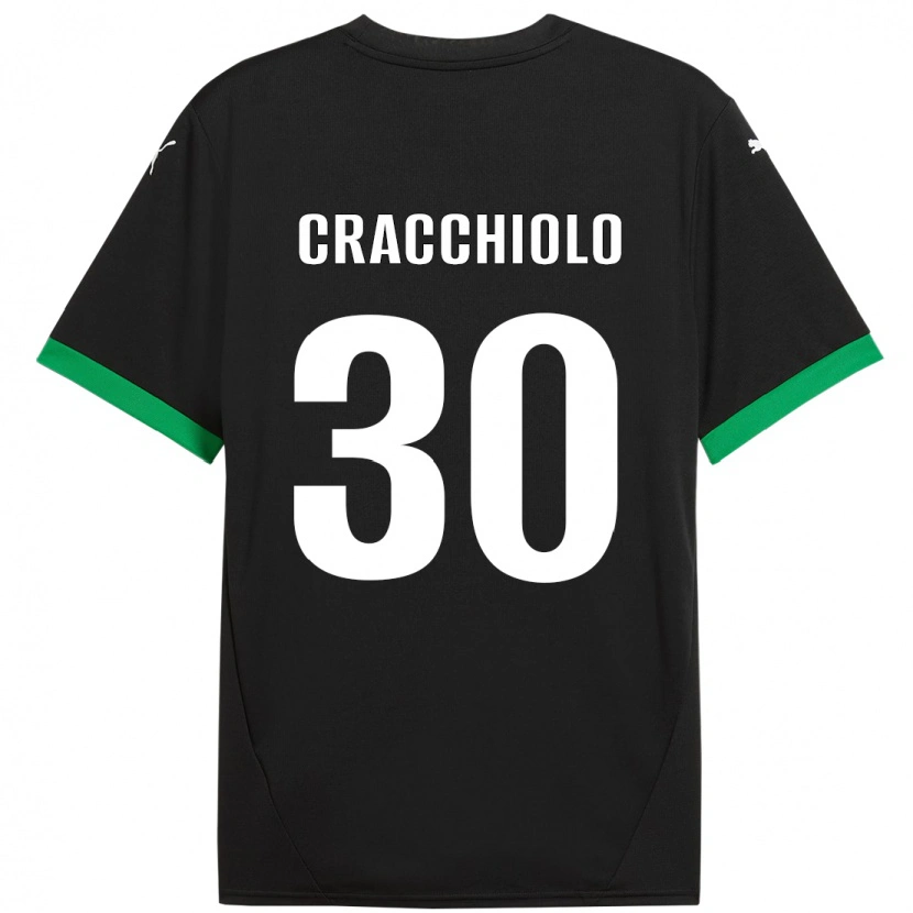 Danxen Enfant Maillot Leonardo Cracchiolo #30 Noir Vert Foncé Tenues Domicile 2024/25 T-Shirt