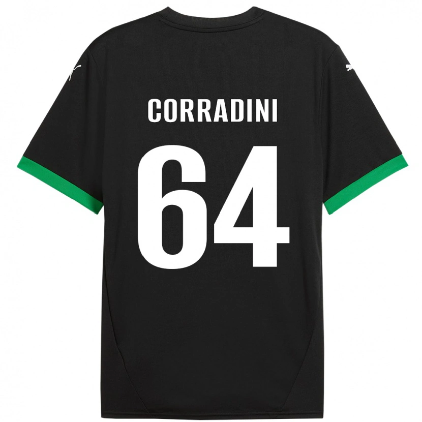 Danxen Enfant Maillot Francesco Corradini #64 Noir Vert Foncé Tenues Domicile 2024/25 T-Shirt