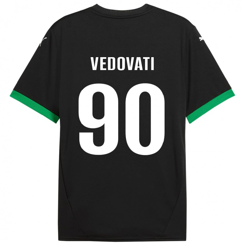 Danxen Enfant Maillot Gabriele Vedovati #90 Noir Vert Foncé Tenues Domicile 2024/25 T-Shirt