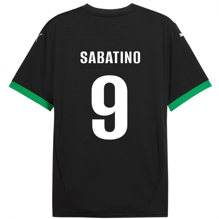 Danxen Enfant Maillot Daniela Sabatino #9 Noir Vert Foncé Tenues Domicile 2024/25 T-Shirt