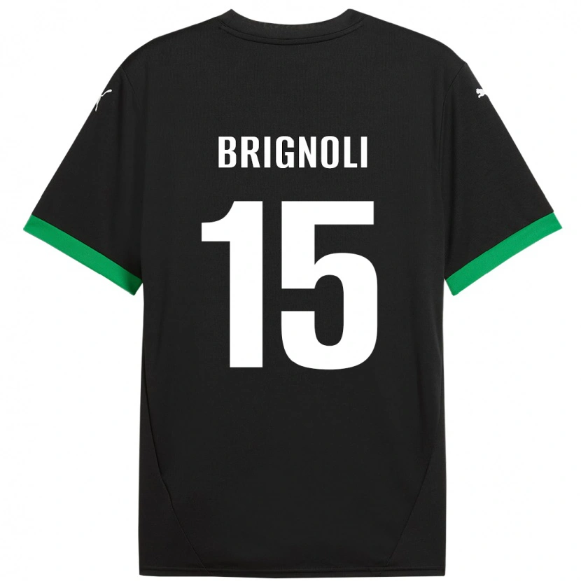 Danxen Enfant Maillot Benedetta Brignoli #15 Noir Vert Foncé Tenues Domicile 2024/25 T-Shirt